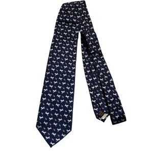 Democratic Donkeys Tie by Alynn 100% Silk Navy Blue White Donkeys USA Flags New